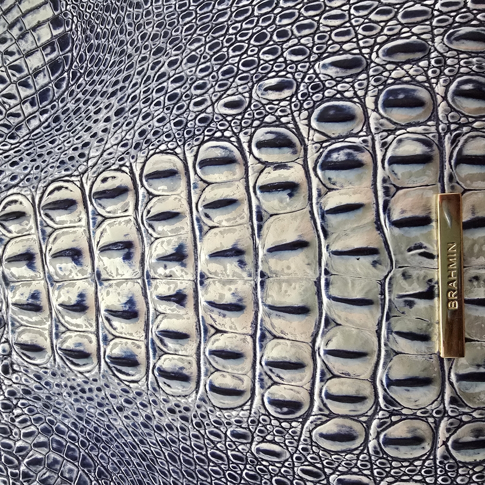 Brahmin Reptile-Embossed Leather Handbag in Silver